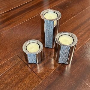 Swavorski tea light candlestick holders set of 3